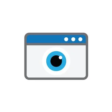 Browser and eye icon, view browser icon black vector Stock Illustration