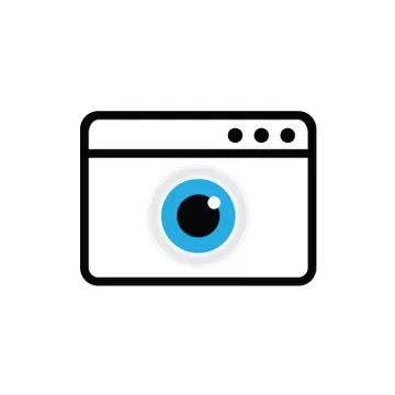 Browser and eye icon, view browser icon black vector Stock Illustration