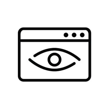 Browser and eye icon, view browser icon black vector Stock Illustration
