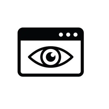Browser and eye icon, view browser icon black vector Illustrazione stock