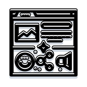 Browser application interface with digital content layout イラスト素材