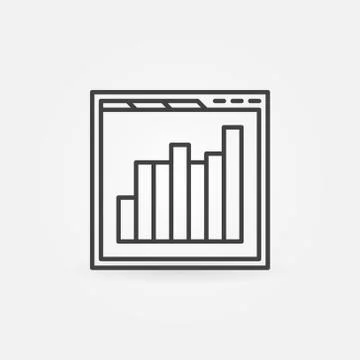 Browser with bar chart line icon. Vector web analytics sign Illustrazione stock