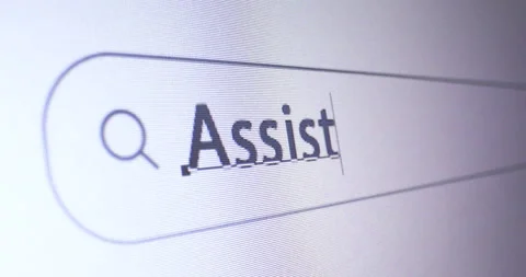 Browser bar search with typed Assistant keyword on the computer screen, Stock Footage 155672286