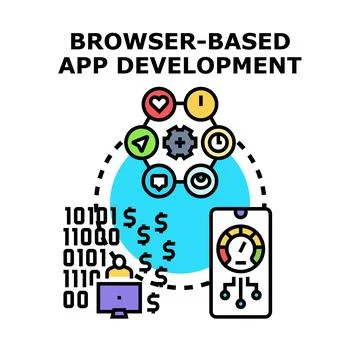 Browser based app development process and coding イラスト素材