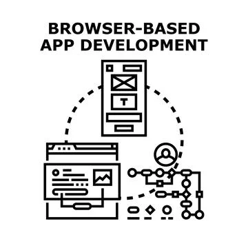 Browser based app development process ecosystem Stockillustratie