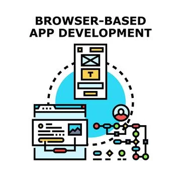 Browser based app development process ecosystem Stock Illustration