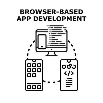 Browser based app development responsive coding creating applications Stockillustratie