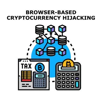 Browser based cryptocurrency hijacking and digital financial fraud concept Stock Illustration