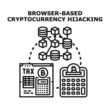 Browser based cryptocurrency hijacking and digital financial fraud concept Stock Illustration