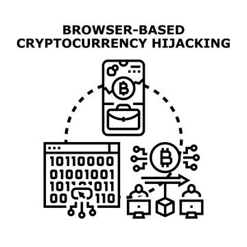 Browser based cryptocurrency hijacking blockchain security concept Stock Illustration