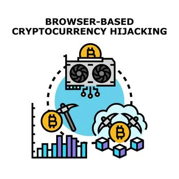 Browser based cryptocurrency hijacking technology concept developing Illustrazione stock