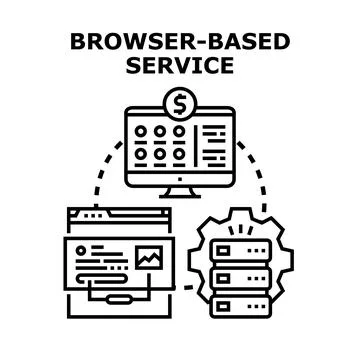 Browser based service operating cloud application system Stock Illustration