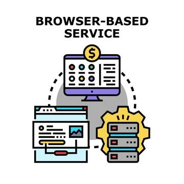 Browser based service operating cloud application system Stock Illustration