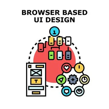 Browser based ui designing and web development concept Stock Illustration
