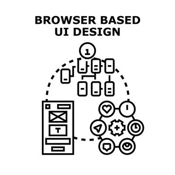 Browser based ui designing and web development concept Stock Illustration