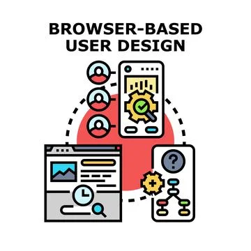 Browser based user experience design process development Stock Illustration