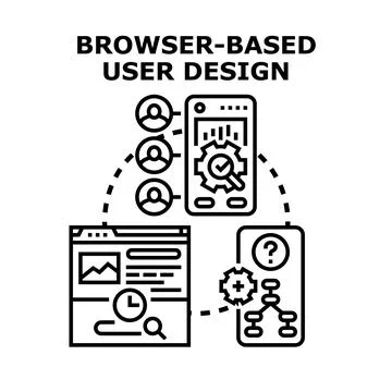Browser based user experience design process development Stock Illustration