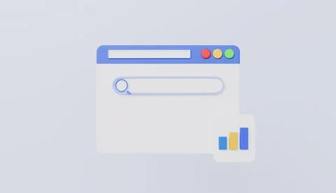 Browser with a blank search bar screen, web browser mockup, search bar template Stock Illustration