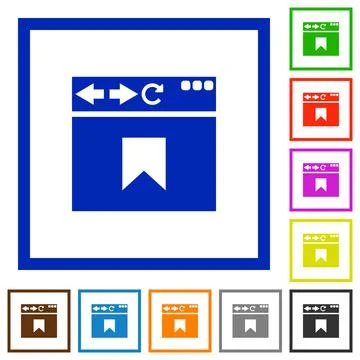 Browser bookmark flat framed icons Illustrazione stock
