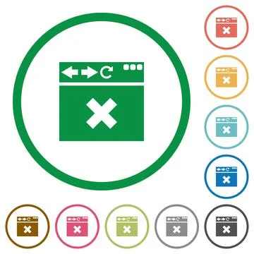 Browser cancel flat icons with outlines Stock Illustration