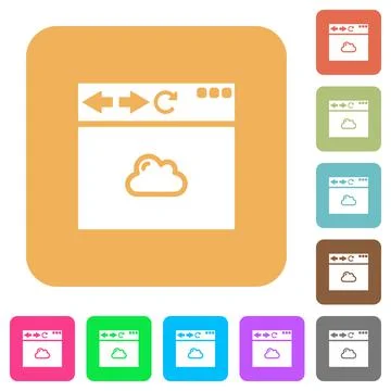 Browser cloud rounded square flat icons Stock Illustration