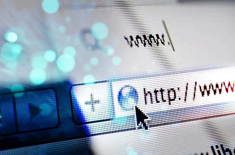 Browser of computer ready to read a website that start with www Stock-Fotos