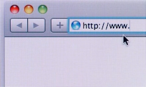 Browser of computer ready to read a website that start with www Stock Photos