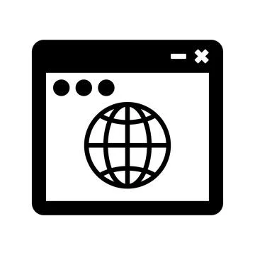 Browser, cross, test icon. Black vector graphics. Illustrazione stock