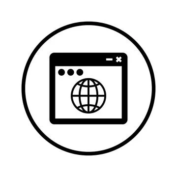 Browser, cross, test icon. Black vector graphics. Illustrazione stock