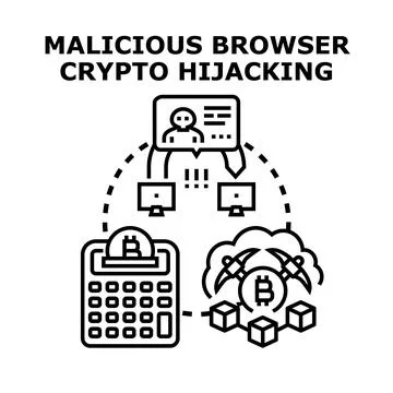 Browser crypto hijacking malware stealing cryptocurrency concept Stock Illustration
