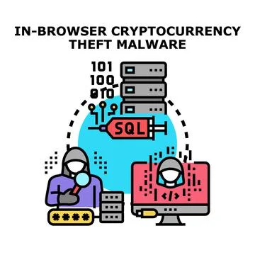In browser cryptocurrency theft malware concept illustration Stockillustratie
