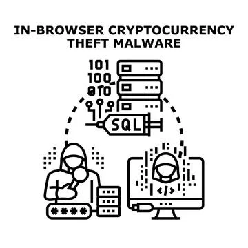 In browser cryptocurrency theft malware concept illustration 스톡 일러스트