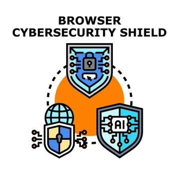 Browser cybersecurity shield protecting online data privacy Illustrazione stock