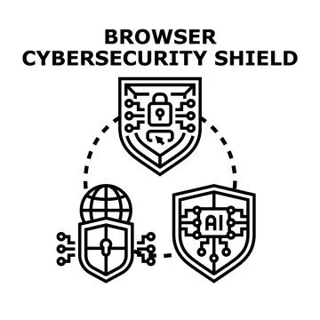 Browser cybersecurity shield protecting online data privacy Stock Illustration
