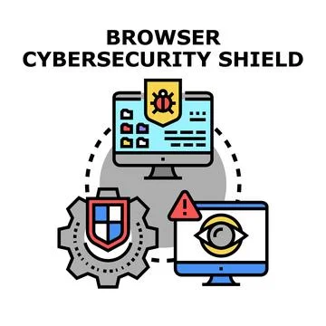 Browser cybersecurity shield protecting system from online threats イラスト素材