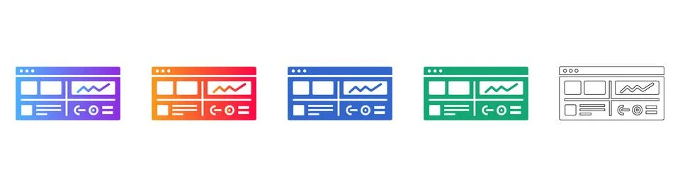 Browser Data Analytics and Chart Interface Icons Stock Illustration