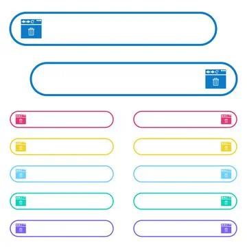 Browser delete icons in rounded color menu buttons Stock Illustration