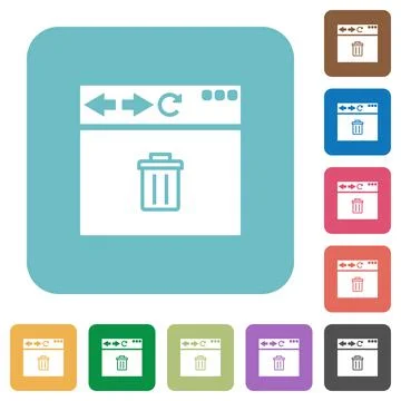 Browser delete rounded square flat icons Stock Illustration