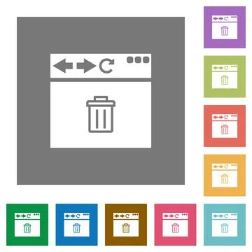 Browser delete square flat icons Stock Illustration