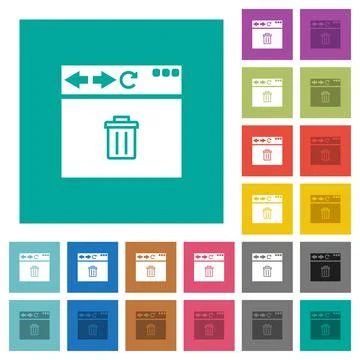 Browser delete square flat multi colored icons Stock Illustration