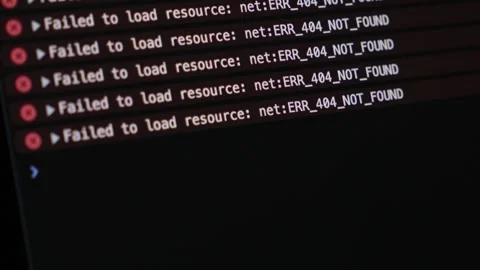 Browser developer console with 404 not found error messages gradually appea.. Stock Footage 304804577