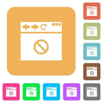Browser disabled rounded square flat icons 스톡 일러스트