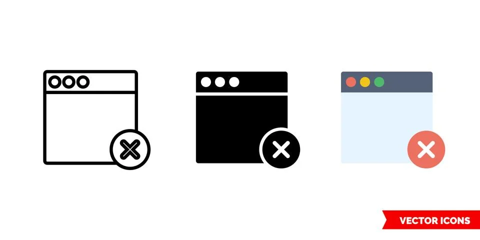 Browser error icon of 3 types. Isolated vector sign symbol. イラスト素材