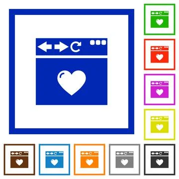Browser favorite flat framed icons 库存插图
