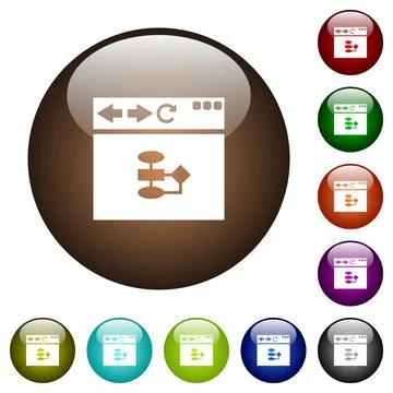 Browser flow chart color glass buttons Stock Illustration