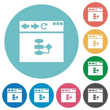 Browser flow chart flat round icons Illustrazione stock