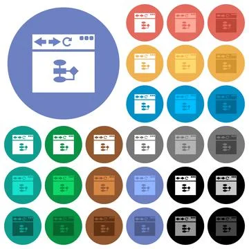 Browser flow chart round flat multi colored icons Stock Illustration