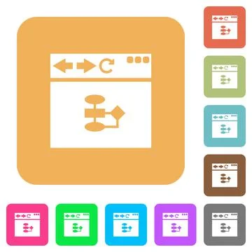 Browser flow chart rounded square flat icons Illustrazione stock