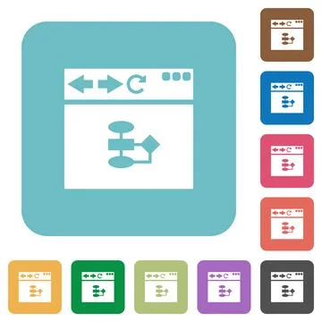 Browser flow chart rounded square flat icons Illustrazione stock