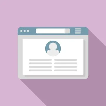 Browser frame icon flat . Computer window Stock Illustration